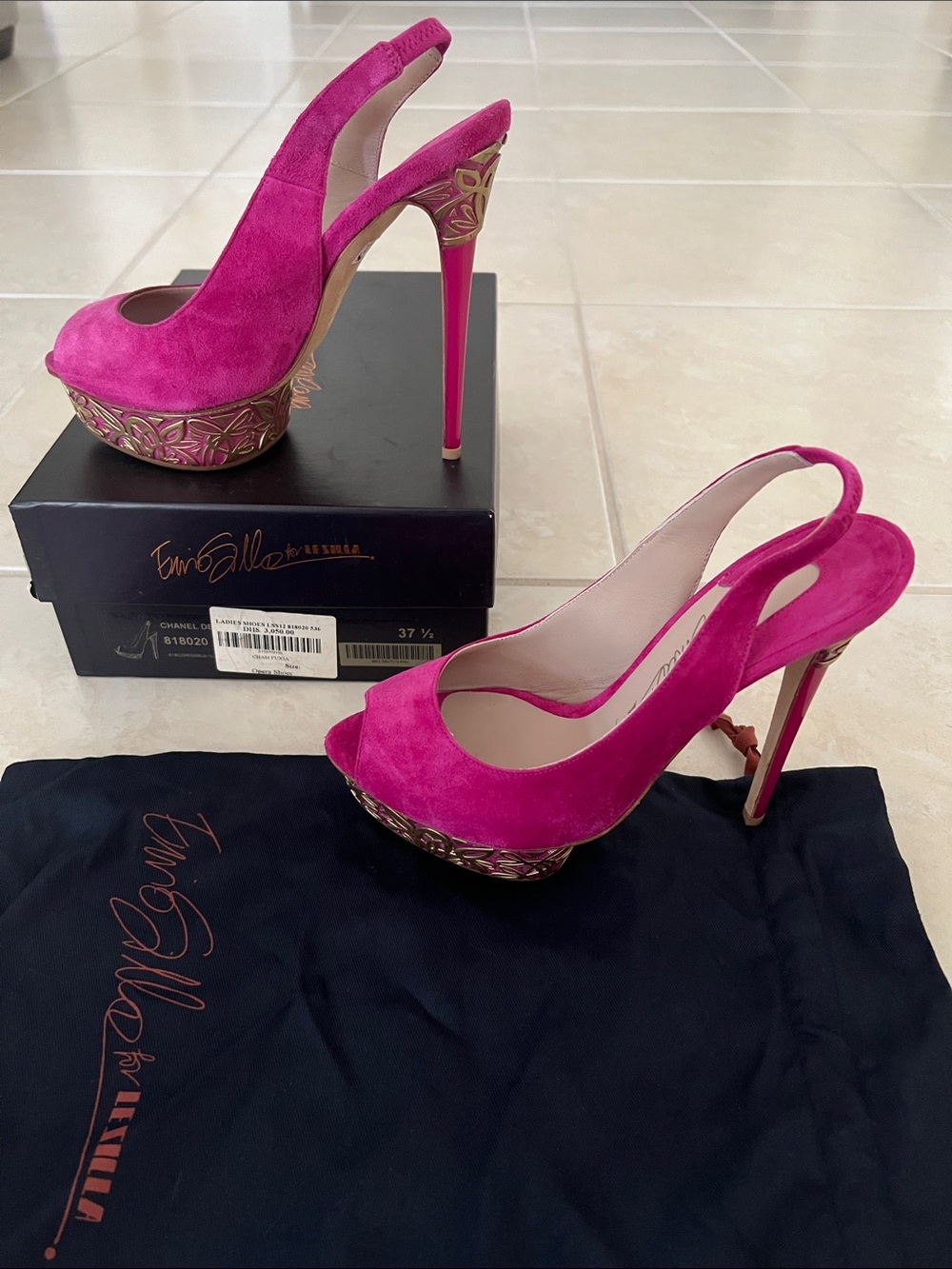 Made in Italy Elegant Pink Suede Platform Slingback Heels 37.5